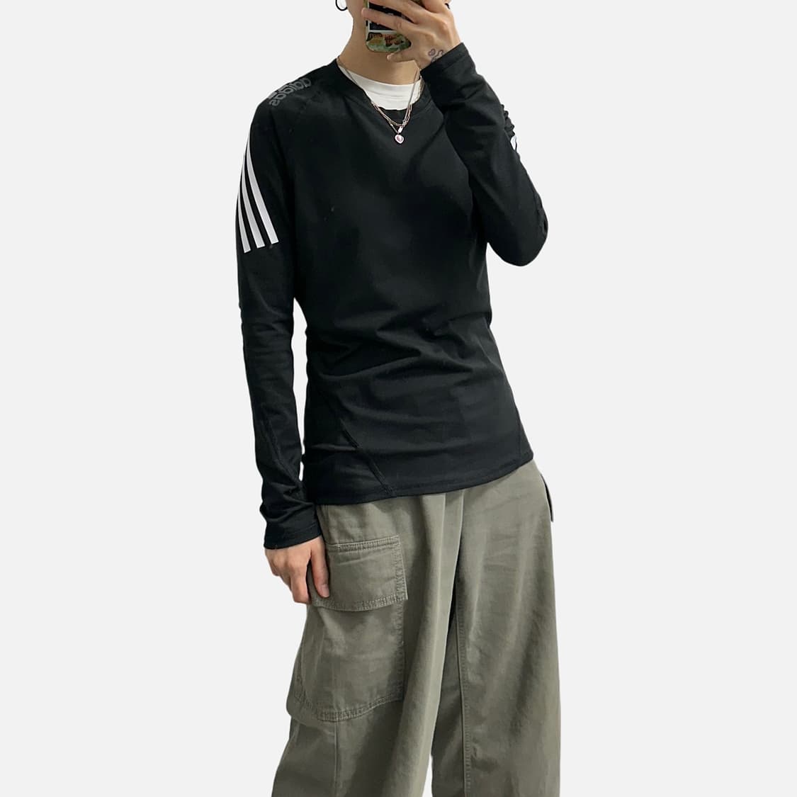 아디다스 알파스킨 삼선 기능성 롱슬리브 져지 긴팔티셔츠 상품이미지1