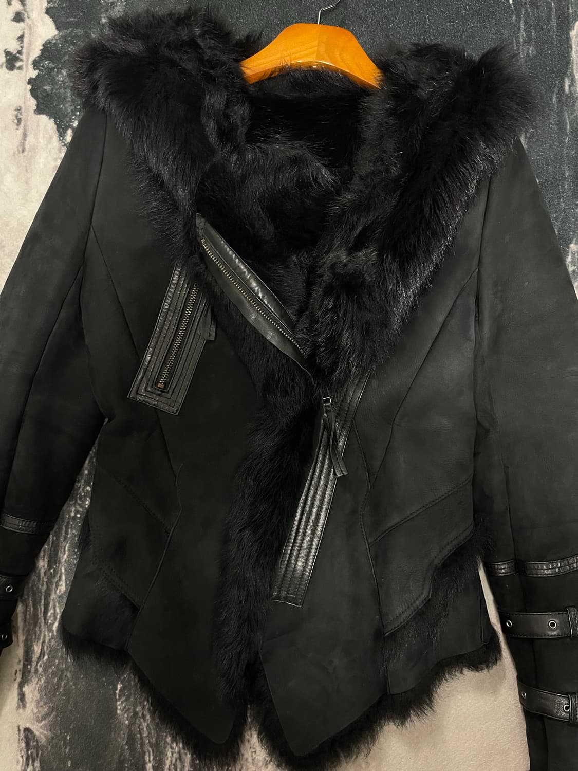 후드 퍼 무스탕 자켓 상품이미지3