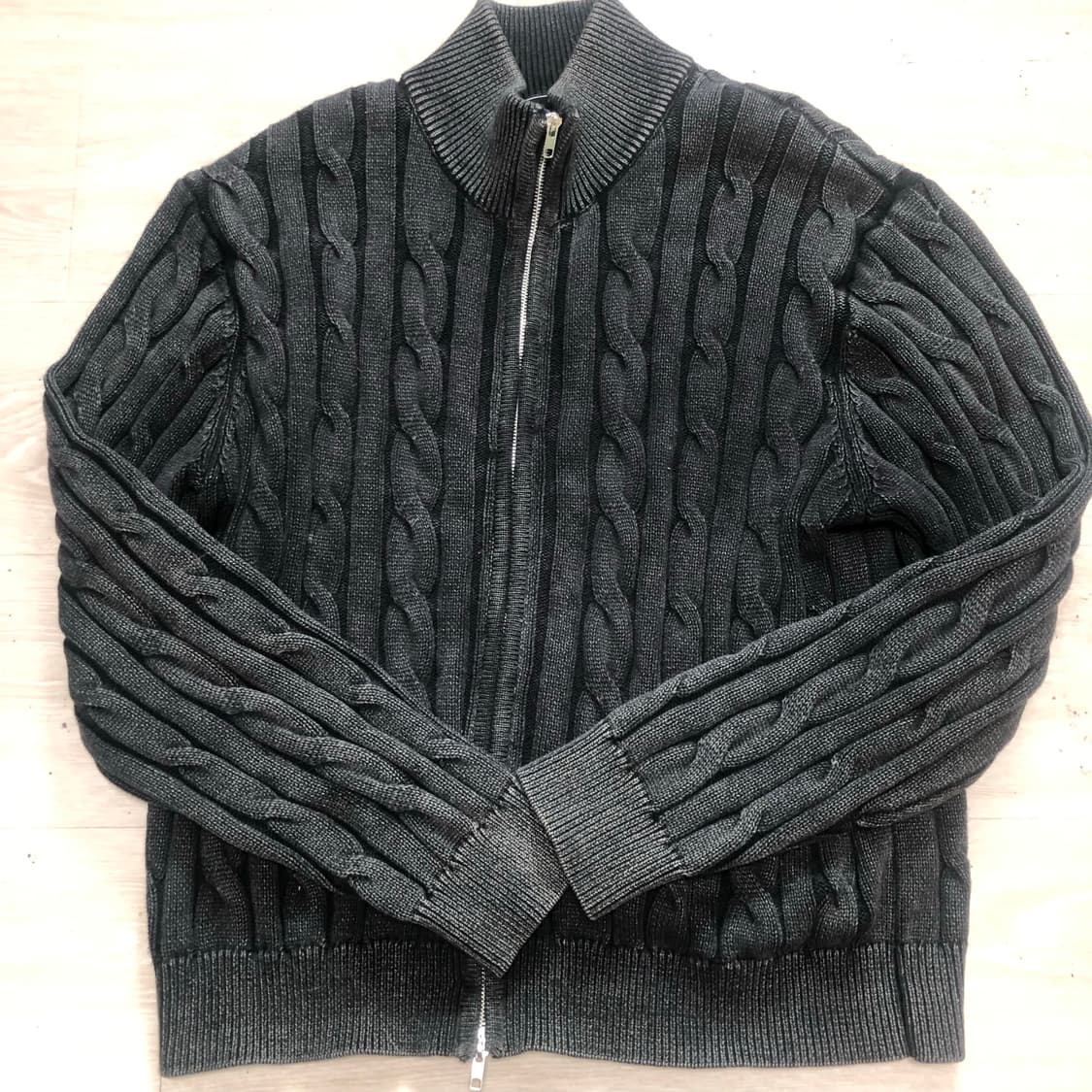 트릴리온 블랙 꽈배기 니트집업 XL 105 상품이미지1