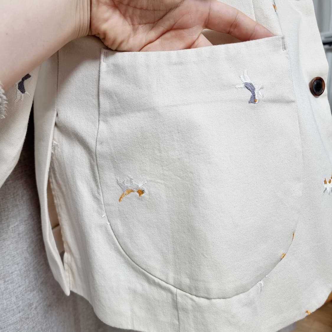 남녀공용 고퀄리티 고양이자수 코튼자켓 (촬영목적 시착만/새상품) 상품이미지7