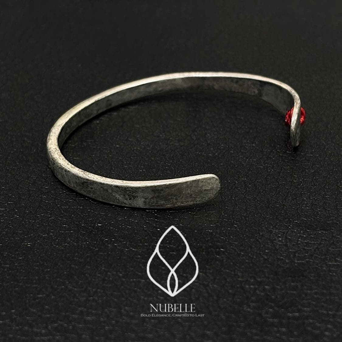 🌗 Red stitch bracelet / 엔틱 레드 스티치 실버 팔찌 상품이미지4
