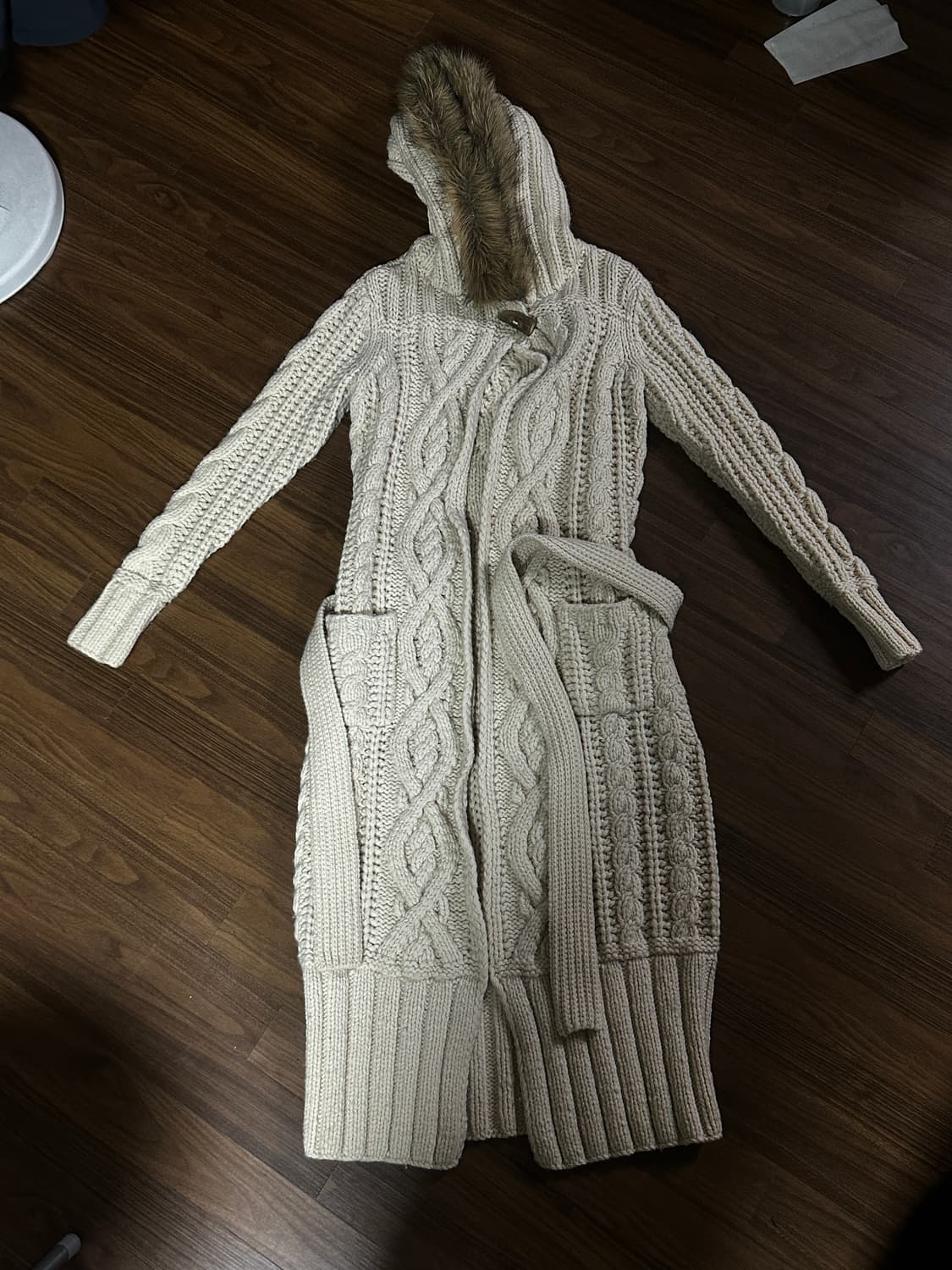 폴로 랄프로렌 롱니트가디건, 울 100%, 베이지, S 상품이미지2