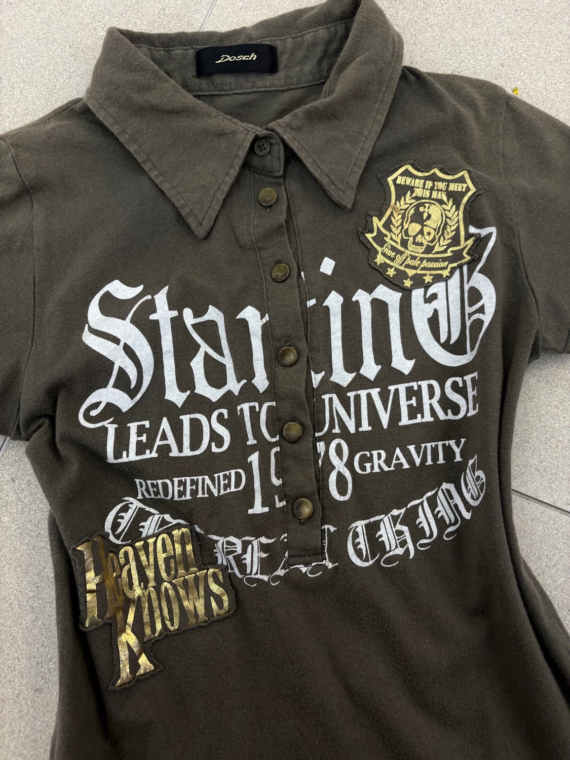 카키 날개 카라 반팔 상품이미지3