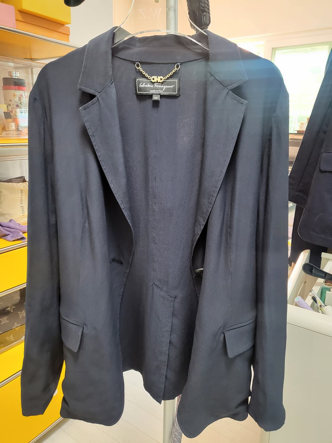 (정품)살바토레 페라가모 네이비 실크100블레이저 44-통통66% 상품이미지1