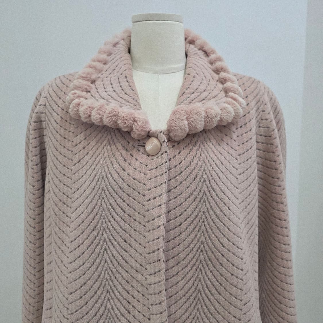 앙고라 울 로즈핑크 카라퍼 하프코트 상품이미지4