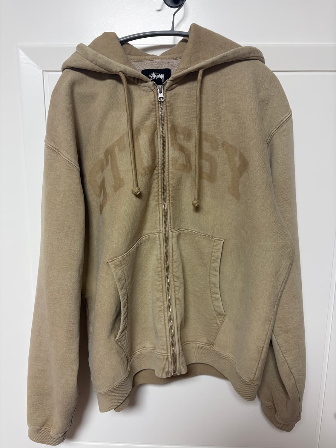 스투시 페이디드 그래픽 집 후드 워시드 베이지 상품이미지3