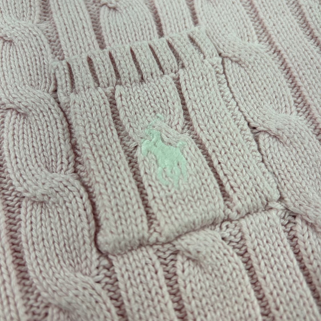 폴로 신형QR 포니로고 핑크 꽈배기 반팔 니트 상품이미지3