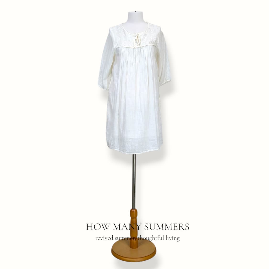 쇼콜라피네 인디아 코튼 미니 원피스 F 화이트 자수 튜닉 7부 상품이미지1