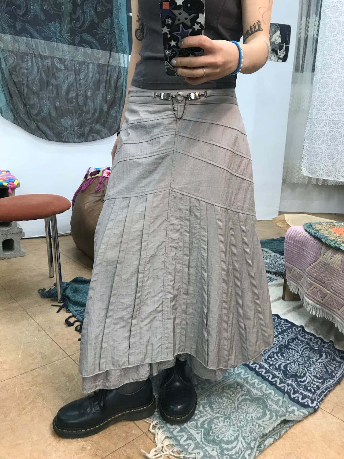 빈티지 여성 턱 레이스 롱스커트  상품이미지1