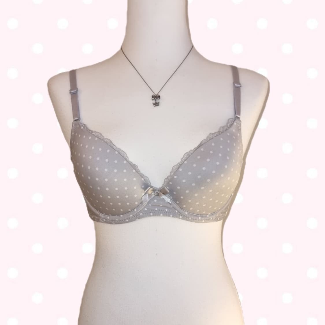 (새상품) 히메갸루 그레이 도트 레이스 브라 상품이미지4