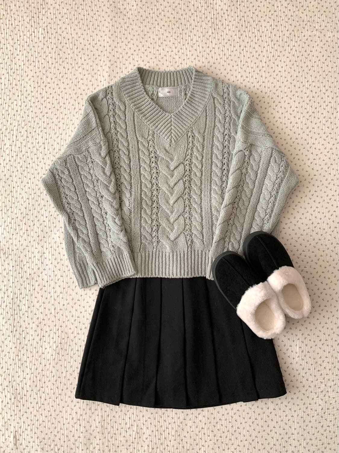 뮤트 민트 모리 케이블 니트 상품이미지1