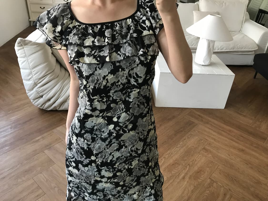 vintage pattern frill one-piece 상품이미지5