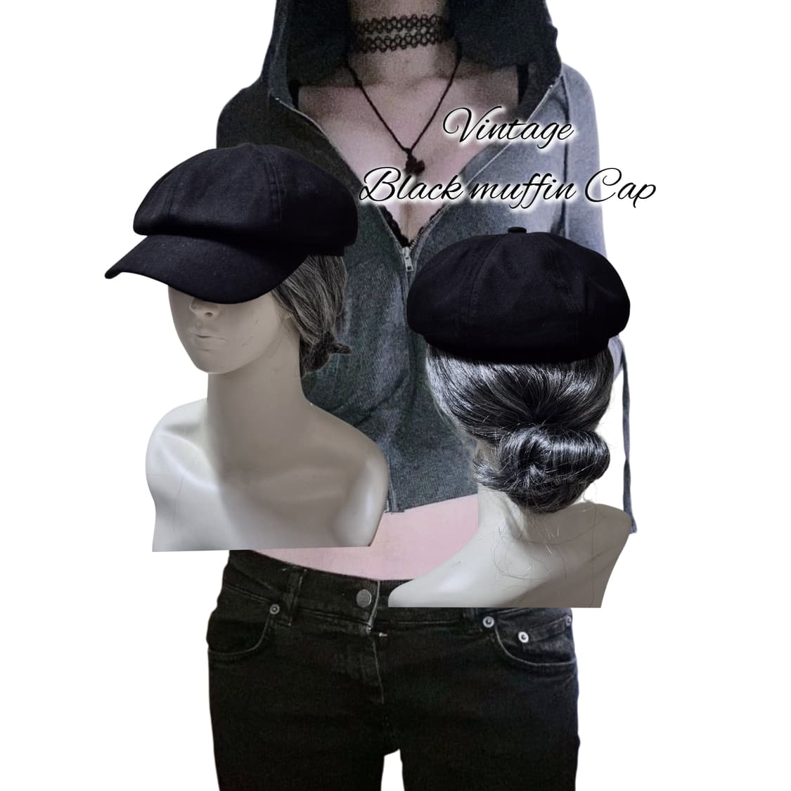 Vintage Black muffin Cap 상품이미지1