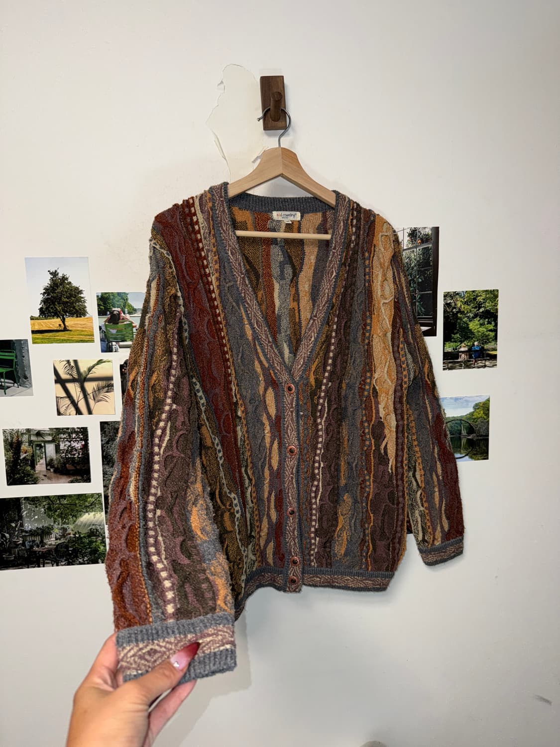 Brown bohemian hippie cable knit 가디건 상품이미지2