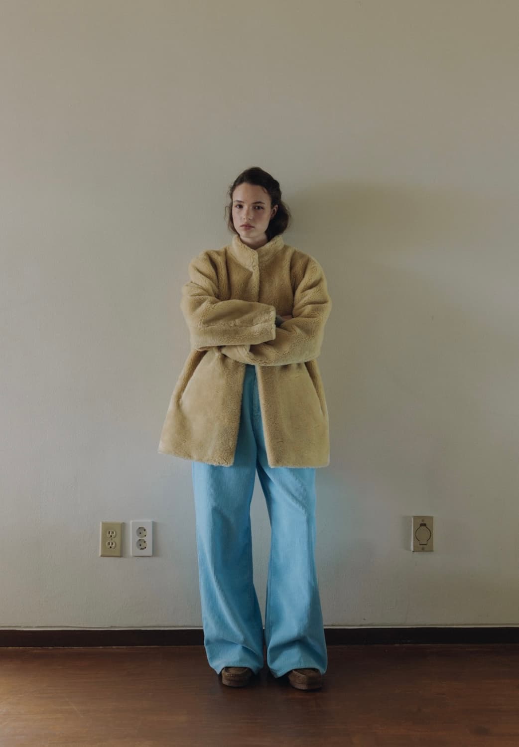 새상품)파르벵 farven 울 쉐어링 퍼 하프 자켓 코트 상품이미지9