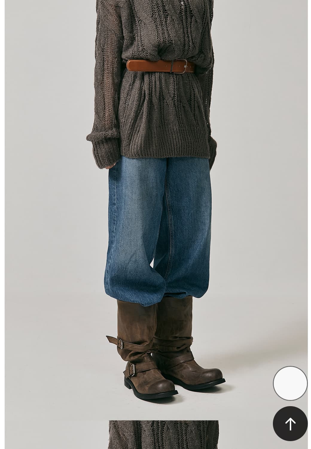 네거티브쓰리 슬라우치 롱 부츠 워시드 브라운 230(235) 상품이미지2