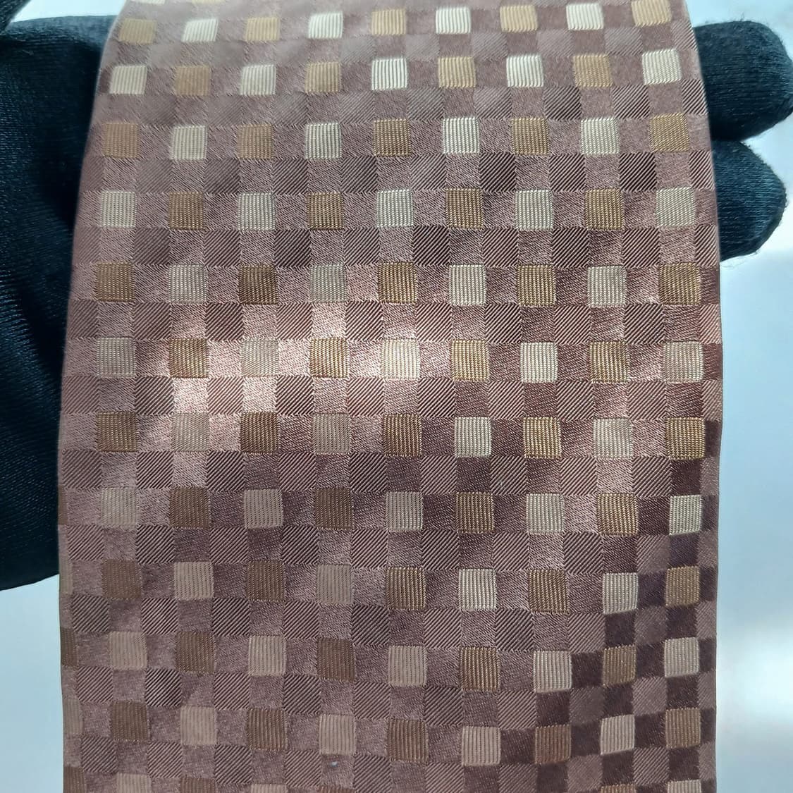 휴고보스 실크 브라운 체크 패턴 넥타이 9cm A+등급 A18118
 상품이미지5