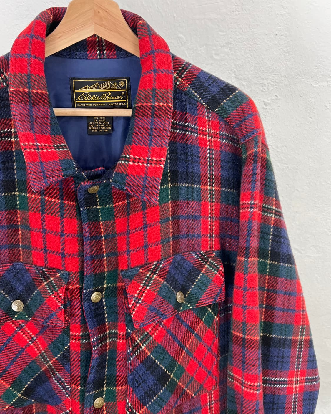 80s 에디바우어 타탄체크 가이드 울 투 포켓 셔츠 상품이미지3
