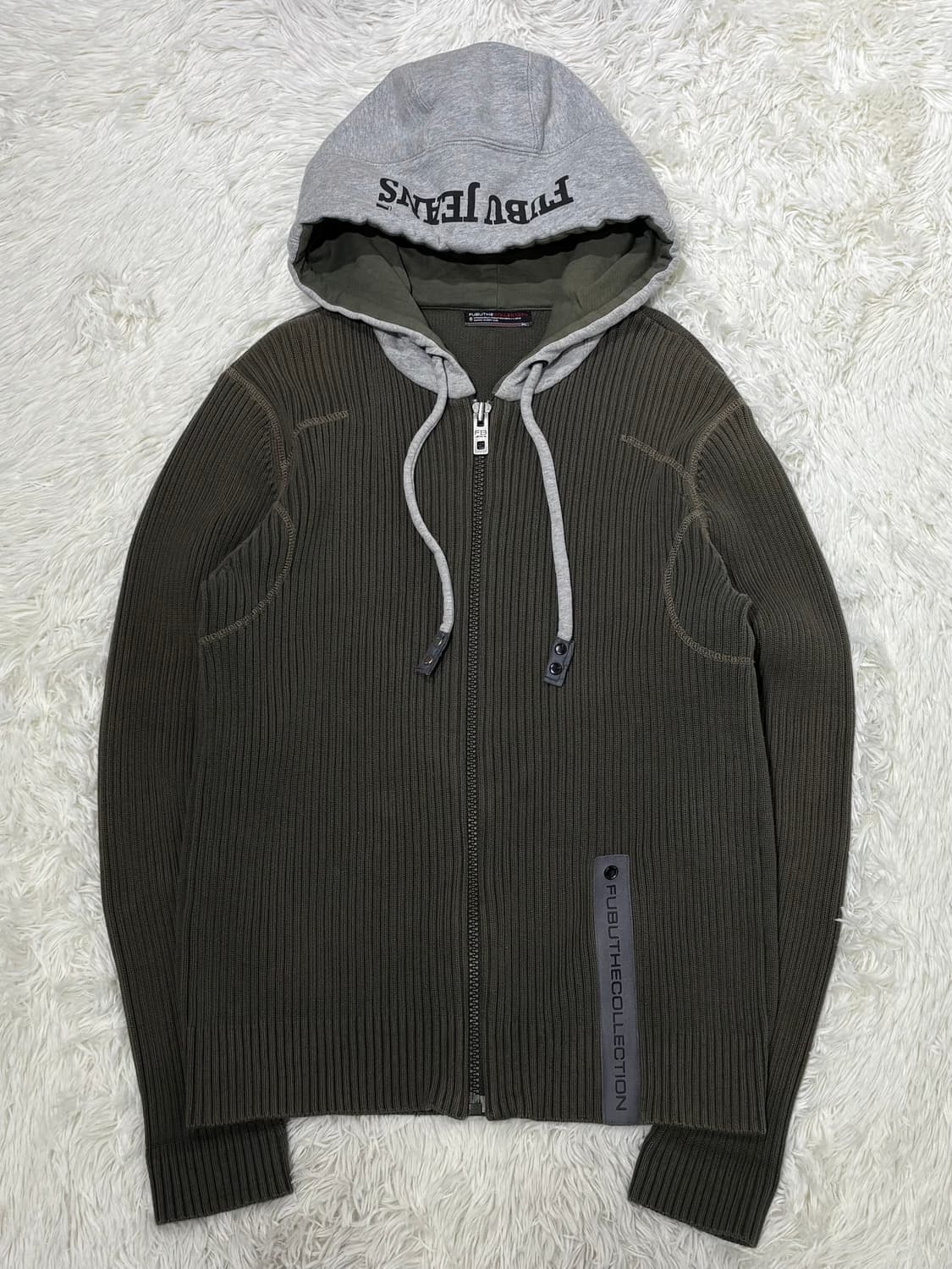 FUBU 카키 니트 후드집업 상품이미지3