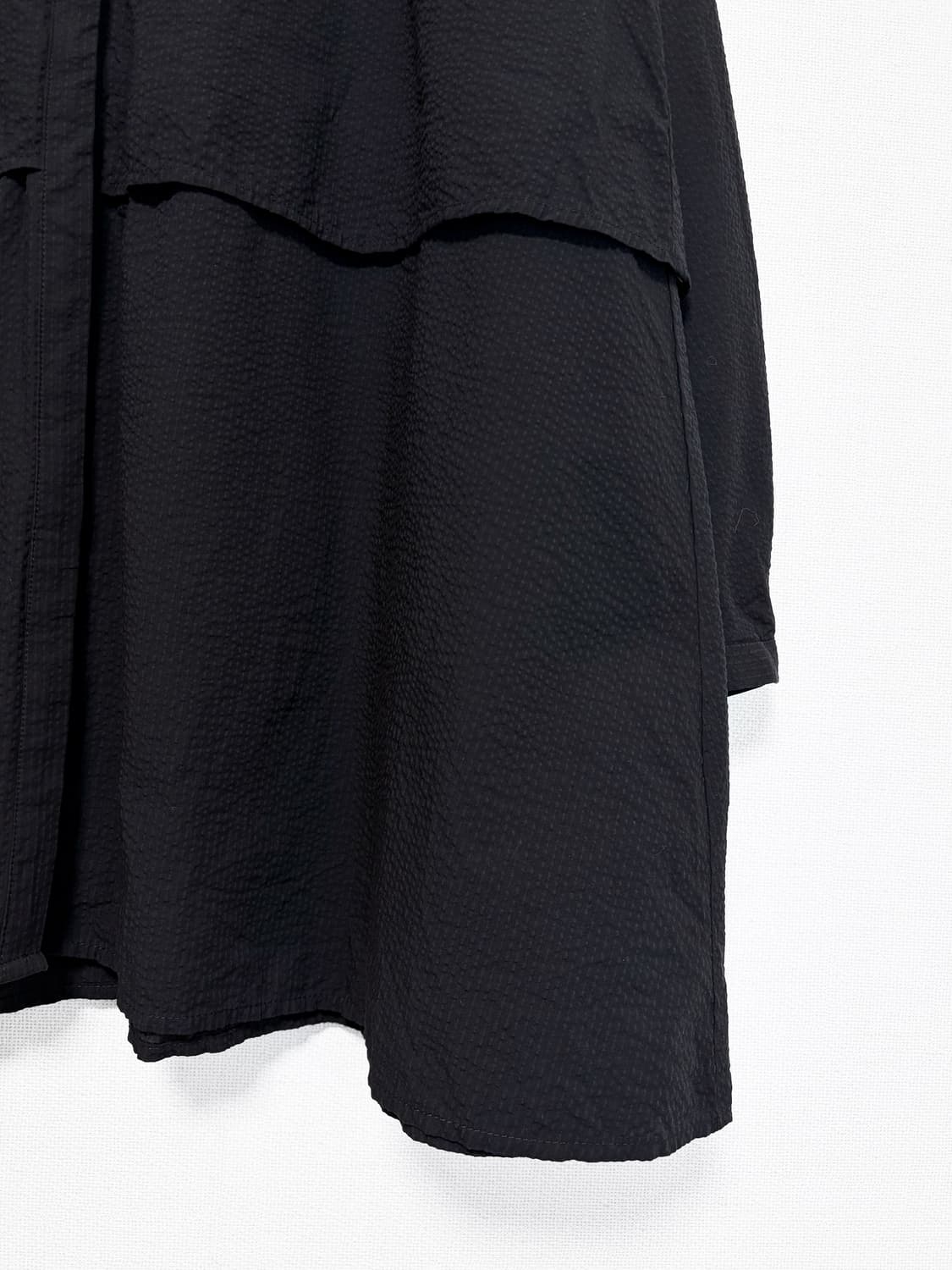Textured Cotton Pintuck Shirt - Black 상품이미지6