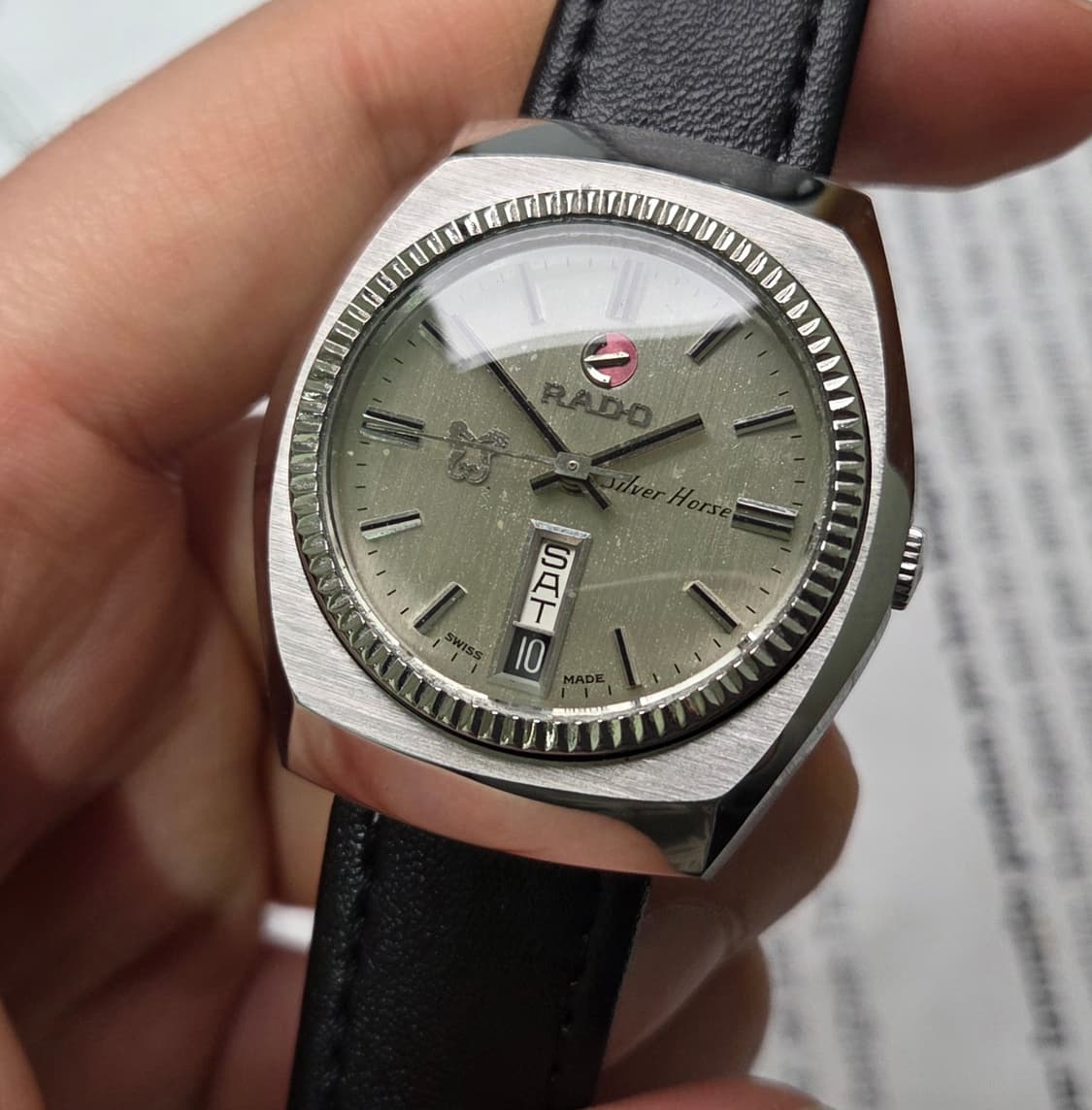 빈티지 라도 실버호스 플루티드베젤 순정 실버판 데이데이트 오토매틱 
 상품이미지4