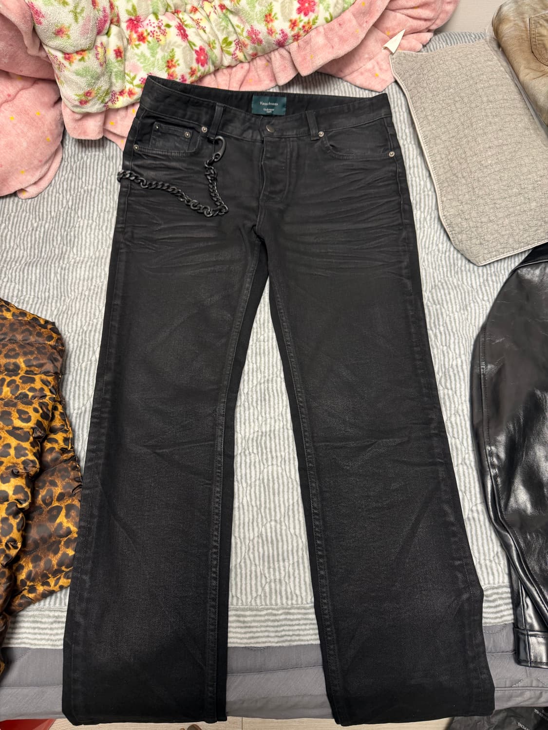 (1) 언더마이카 볼드 체인 슬림 스트레이트 왁스 진 상품이미지2