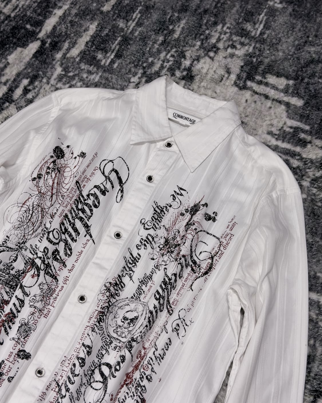 {UNKNOWN} Punk Graphic Striped Shirt  상품이미지3