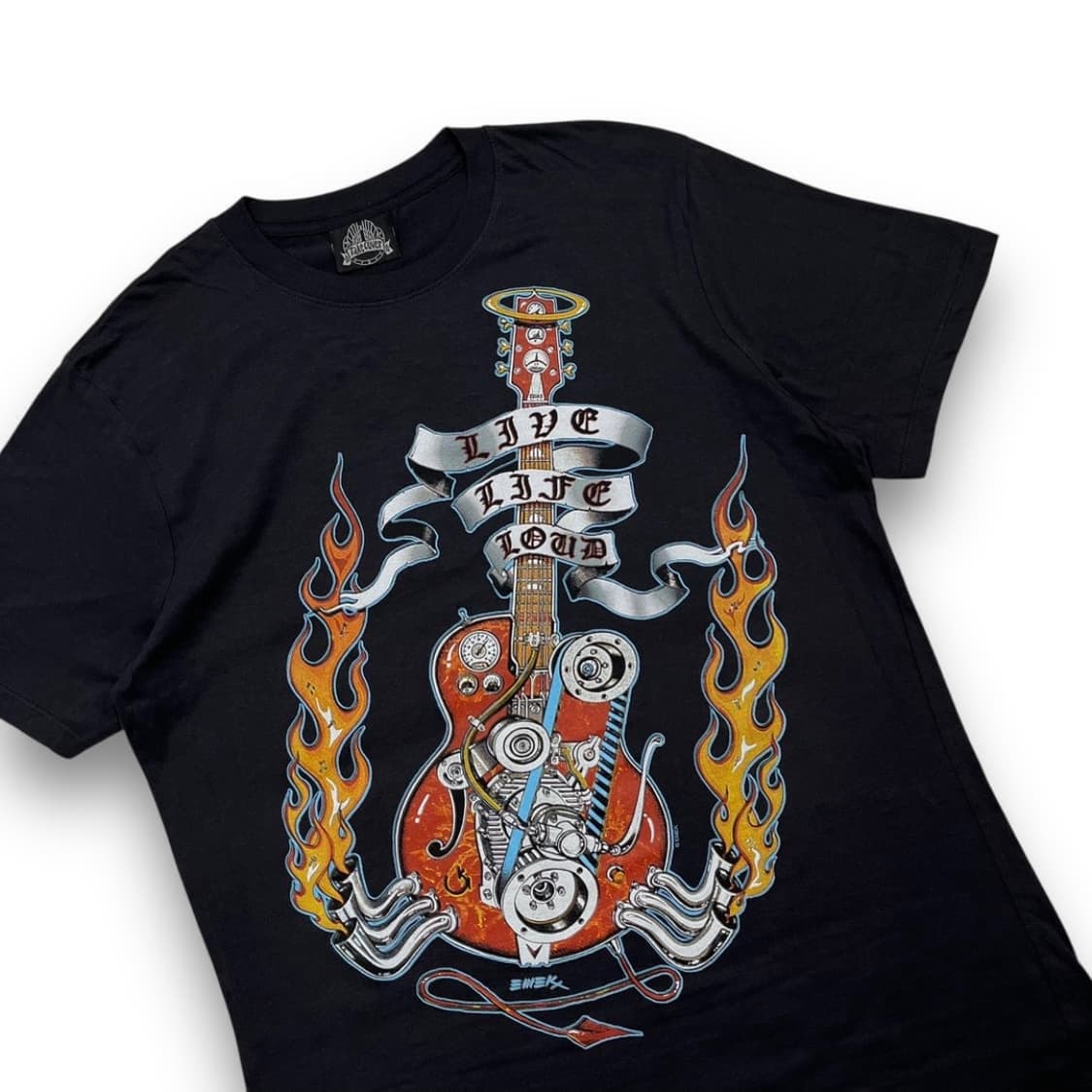 EMEK 플레임 일렉기타 락시크 다크 빈티지 반팔 티셔츠 상품이미지2