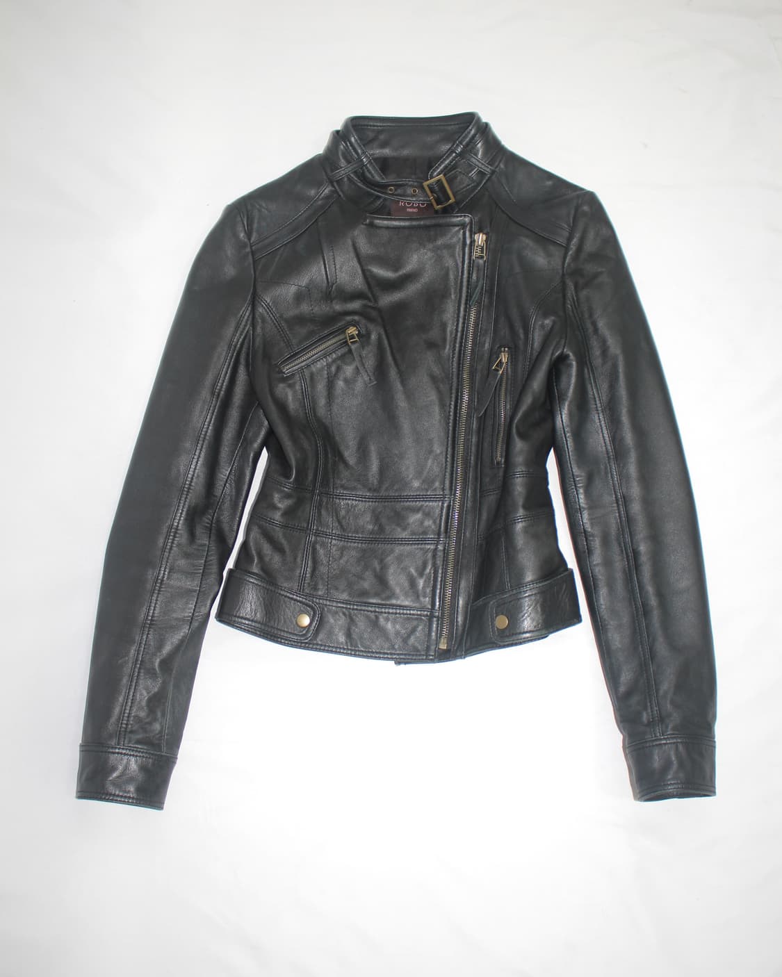 Leather skin-black diagonal lamb jacket 상품이미지2