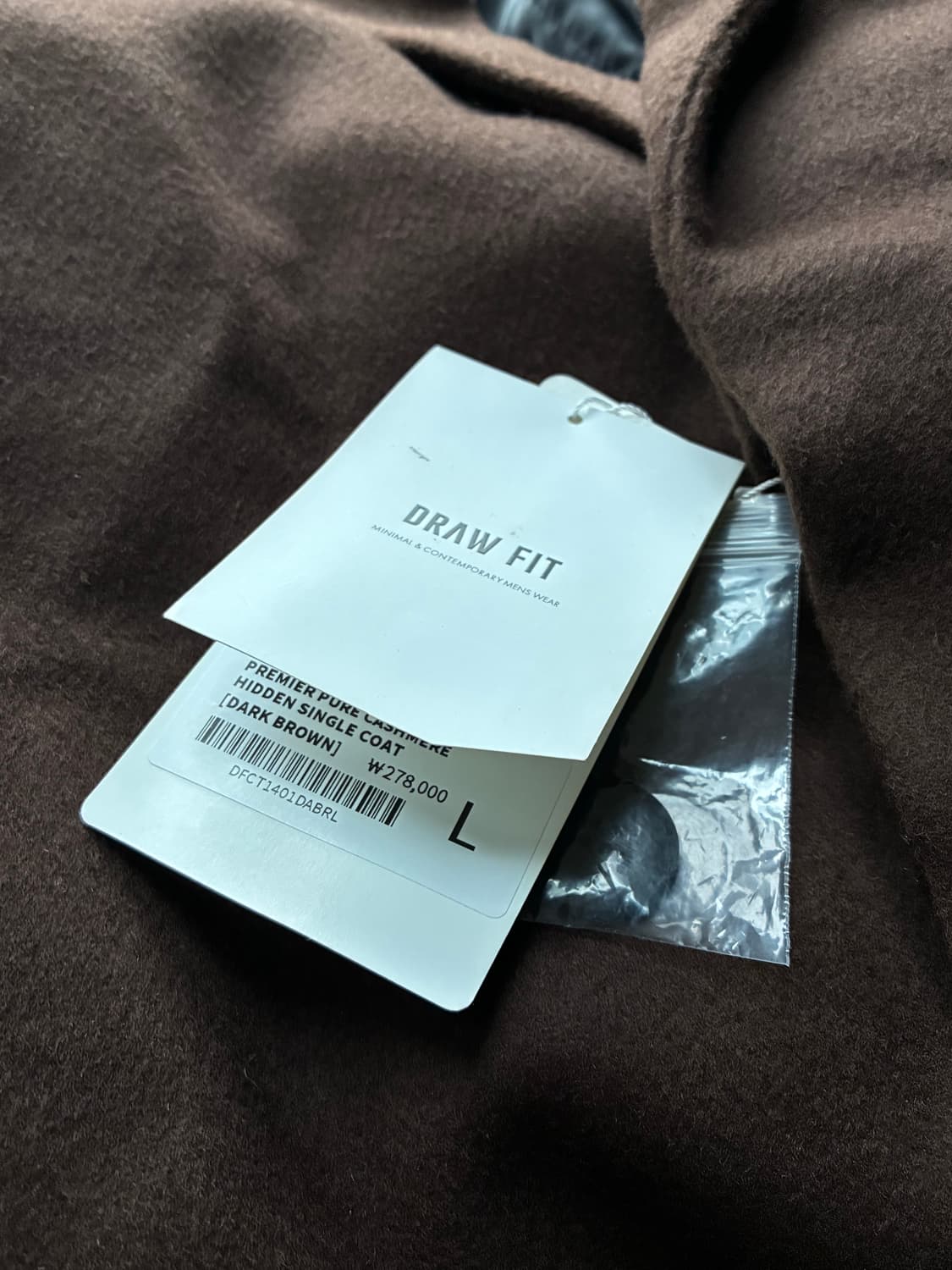 (새상품)(XL) 드로우핏 프리미어 퓨어 캐시미어 히든 싱글 코트 상품이미지10