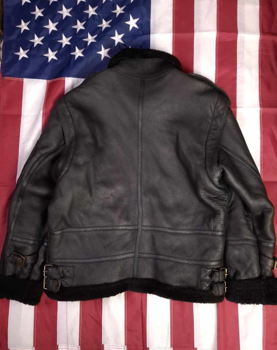 90's 국내산 미공군 B-3 TYPE 리얼레더 항공폭격기 무스탕 상품이미지10