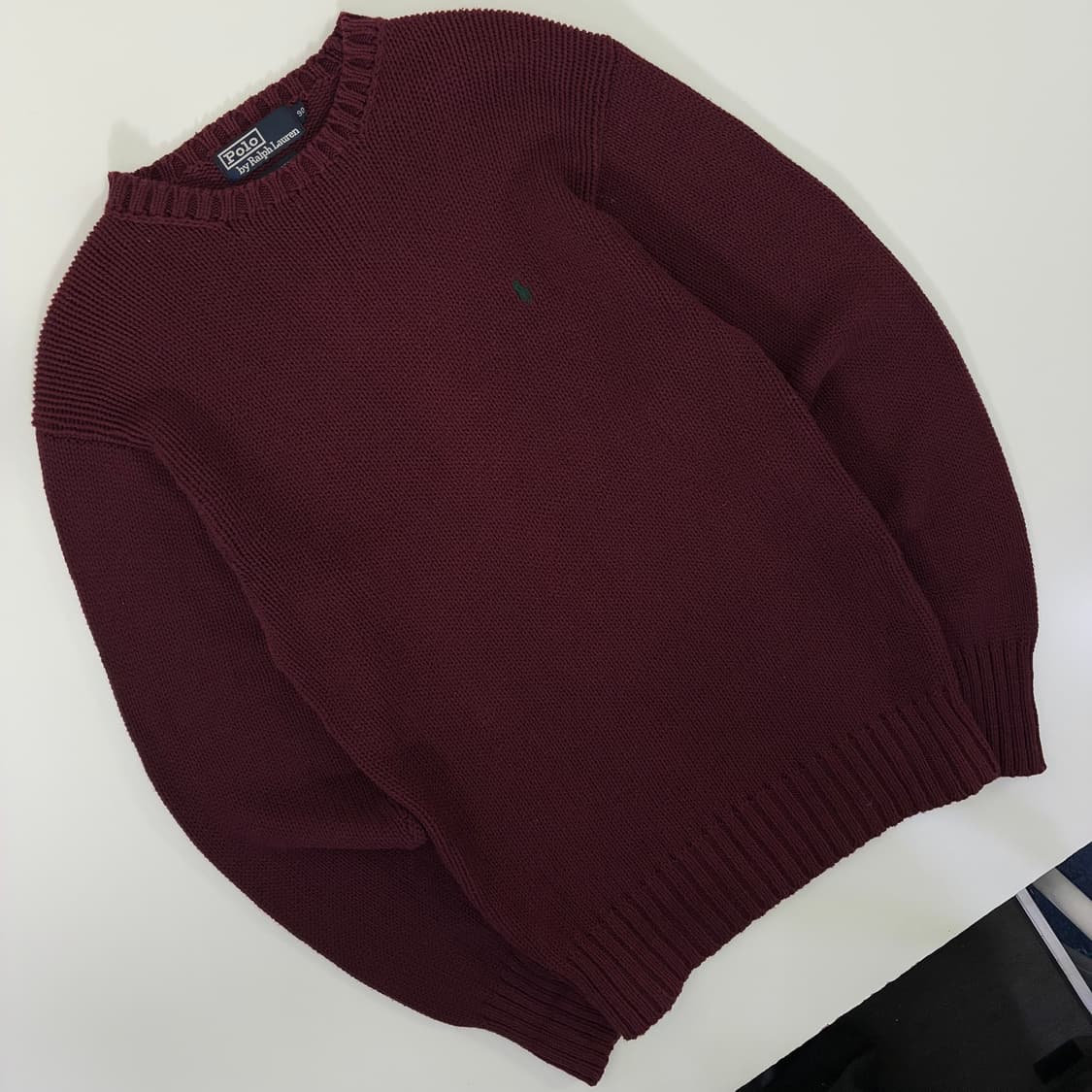 Polo  폴로 랄프로렌 자수 코튼 딥버건디 크루넥 니트 상품이미지2