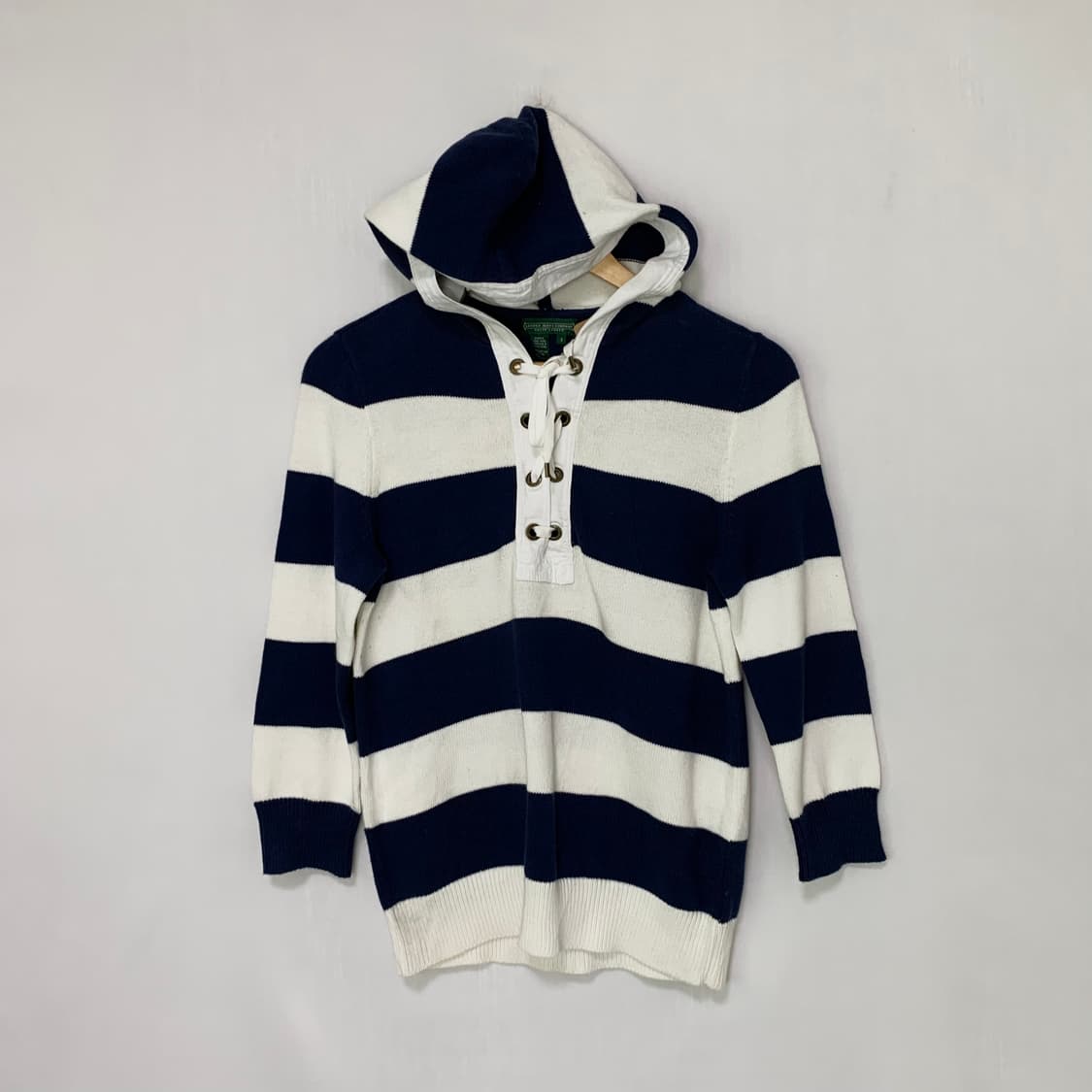 로렌 진스 랄프로렌 여성 스트라이프 아일렛 후드 빈티지 7부 니트 상품이미지1