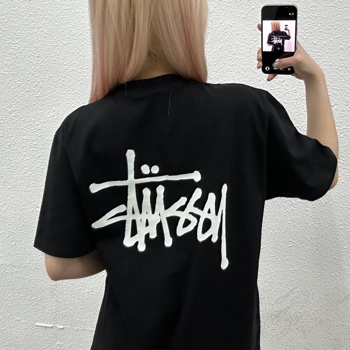 스투시 로고 블랙 반팔 M 상품이미지2