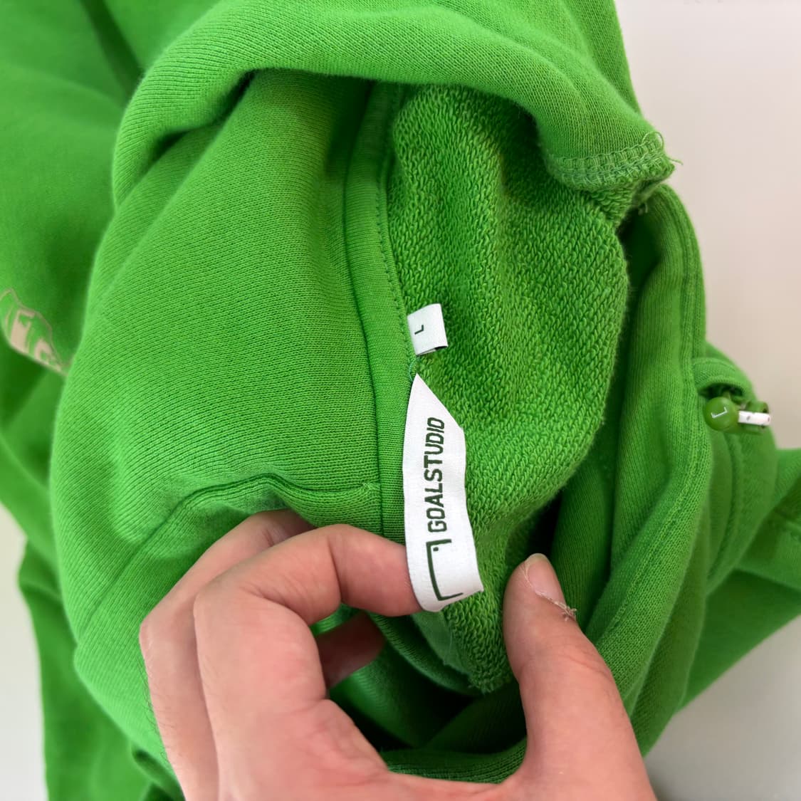 L-XL 골스튜디오 연두 오버핏 스웻코튼 후드티 상품이미지5