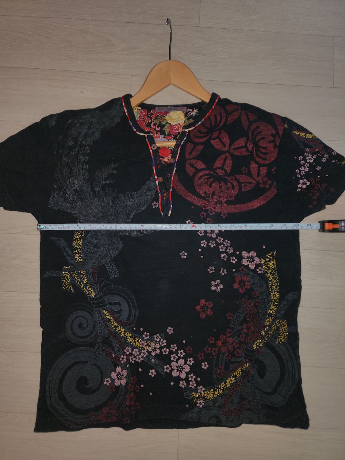 일본 빈티지 오리엔탈 봉황 입체프린팅 반팔티 상품이미지5