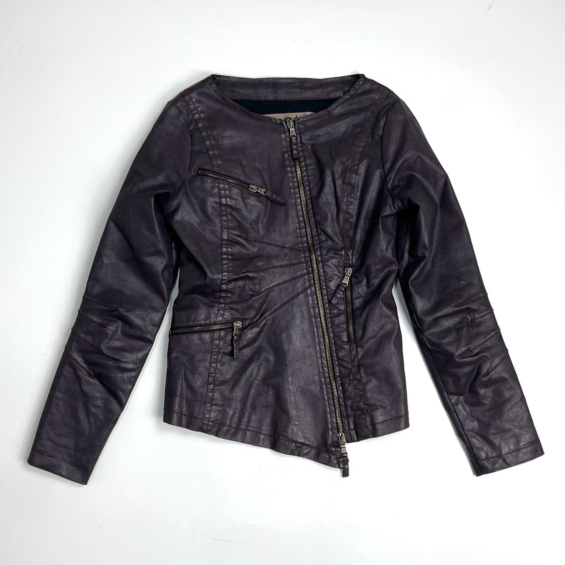 BRAY STEVE ALAN 비대칭 코팅 라이더 자켓 상품이미지7