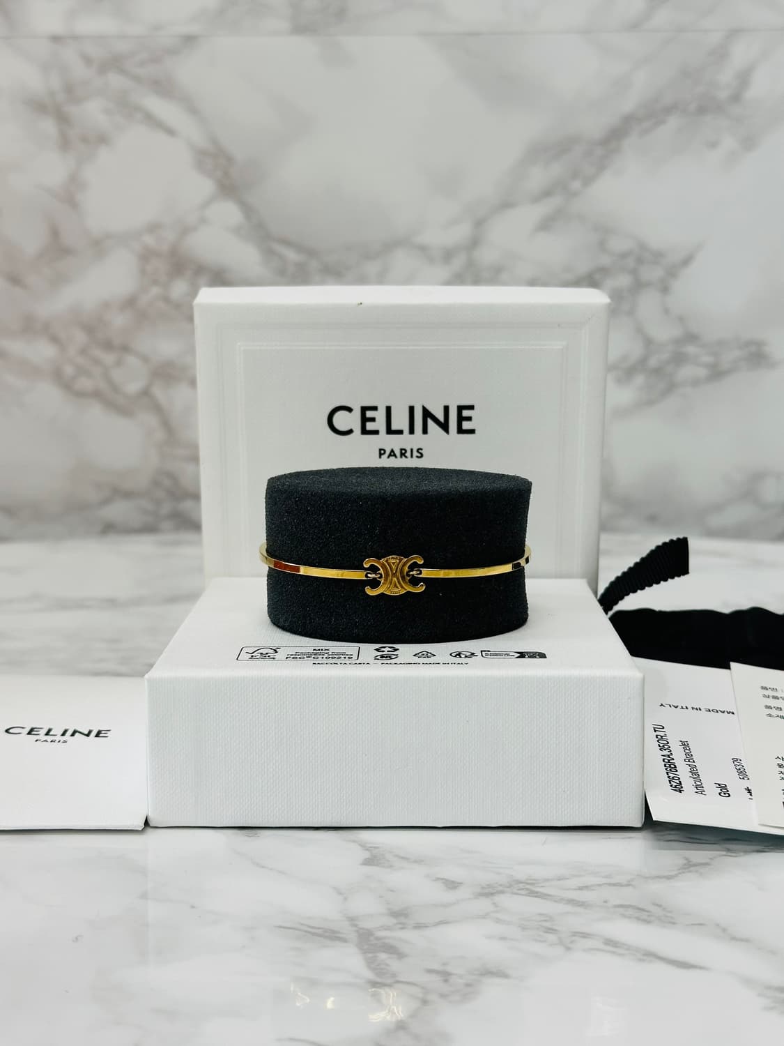 [풀구성] 셀린느 트리옹프 아티큘레이티드 골드 팔찌 상품이미지1