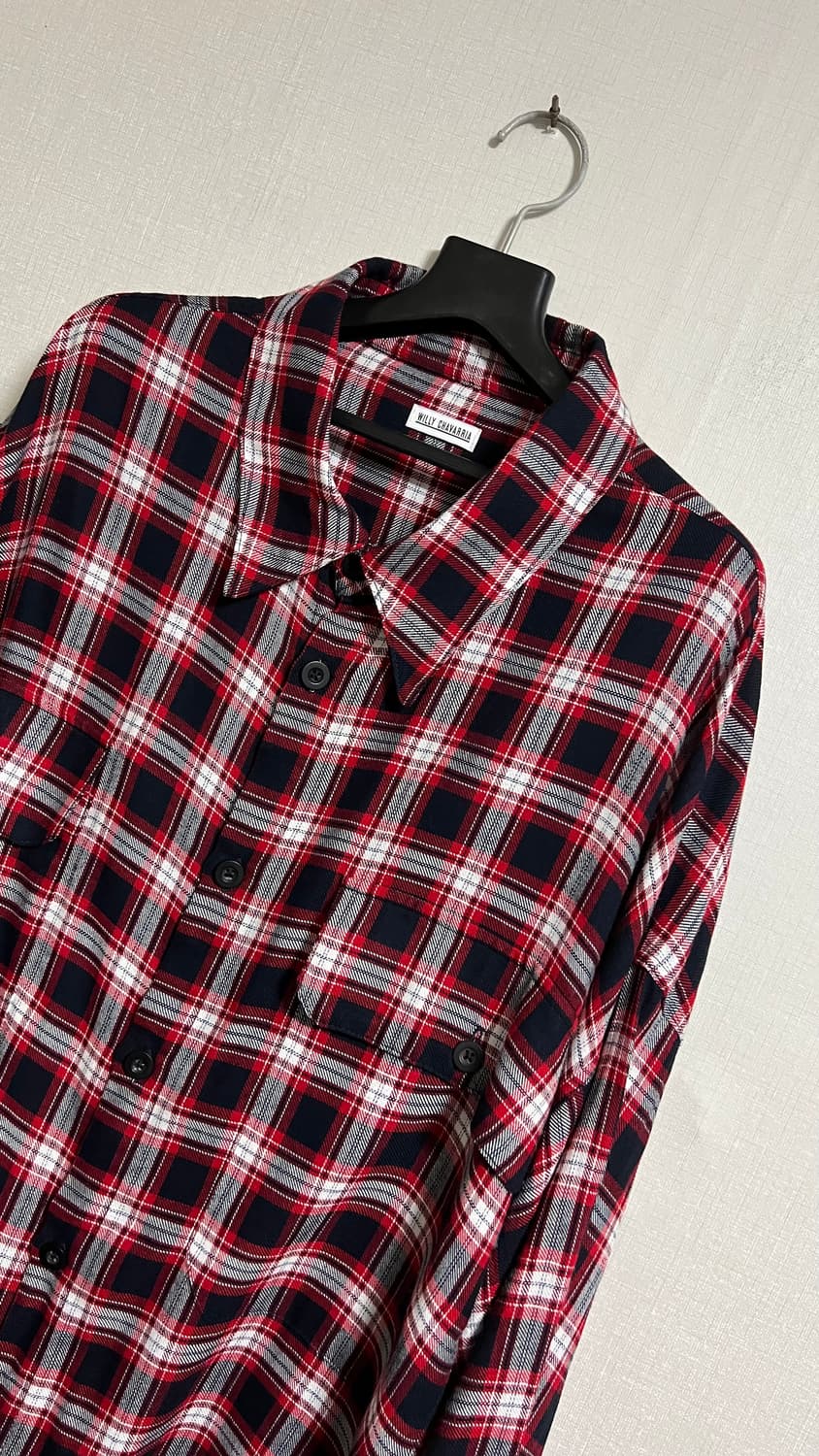 윌리 차바리아 레드 플란넬 체크셔츠 상품이미지4