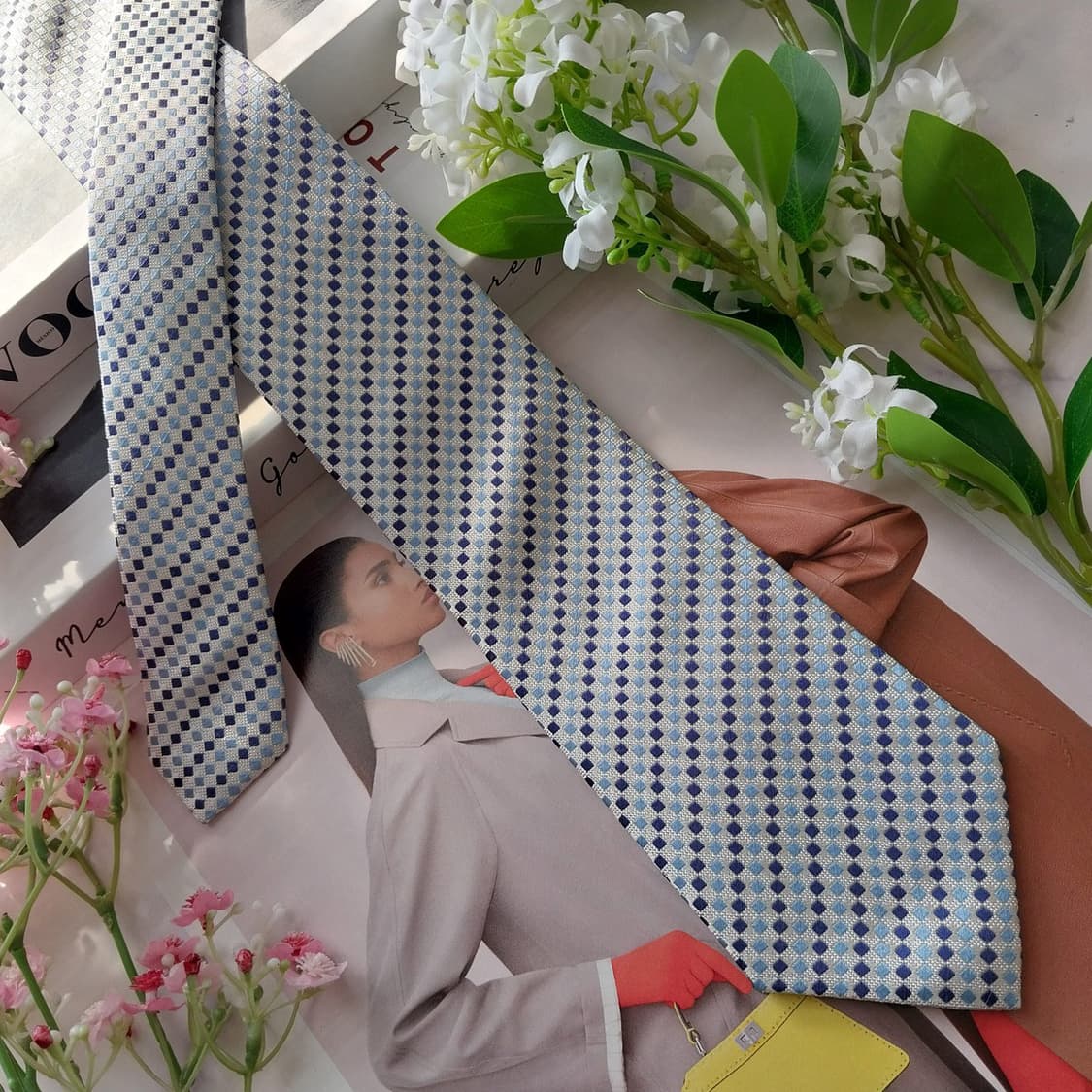 니나리치 실크 체크 자카드 넥타이 8cm A+등급 K1954
 상품이미지4