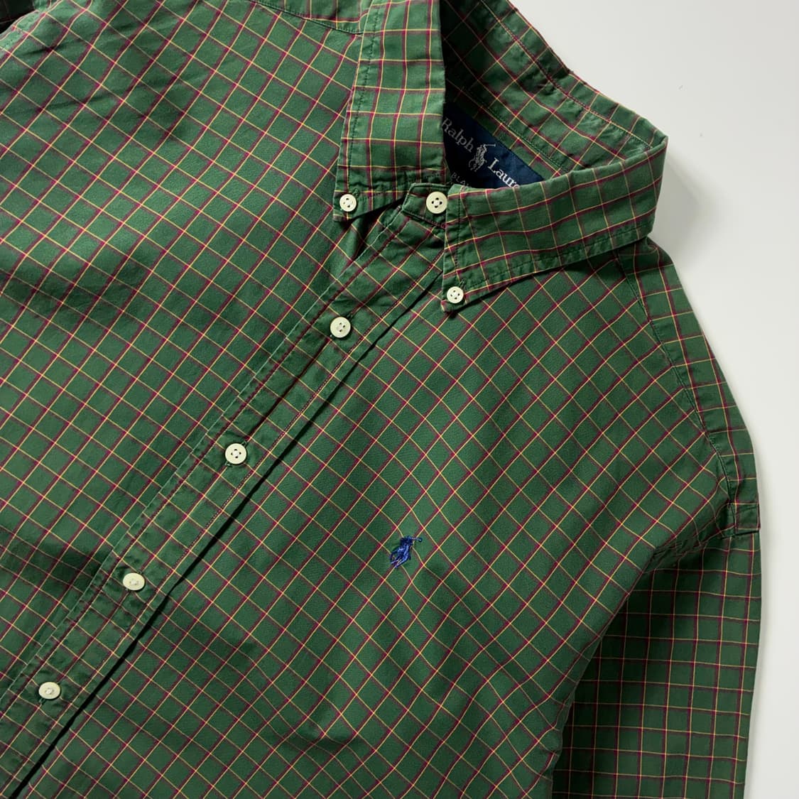 Polo  폴로 랄프로렌 자수 코튼 그린 체크 셔츠  상품이미지2