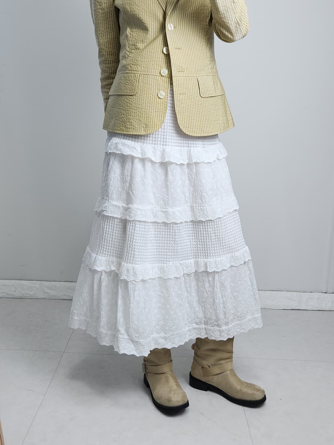 펀칭 캉캉 롱 스커트 상품이미지6