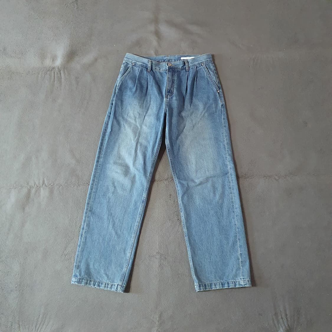 셔터 투턱 와이드 데님 팬츠 L 라이트블루 상품이미지4