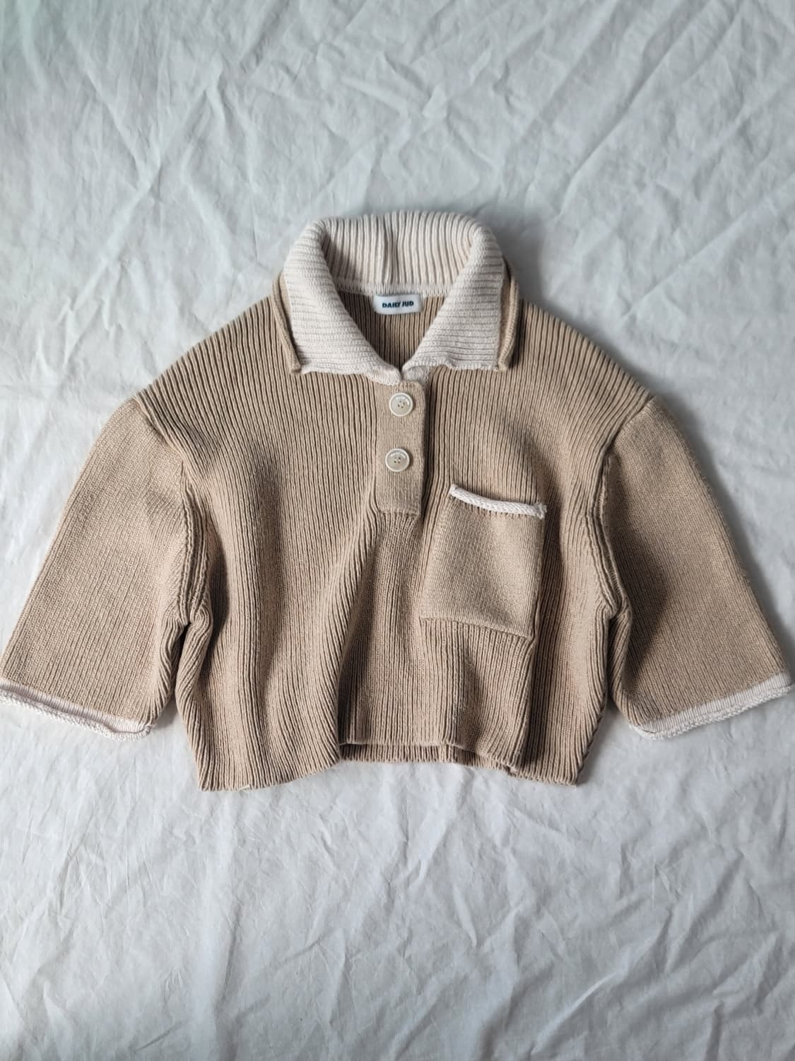 데일리주드 크롭 반팔 니트 상품이미지1