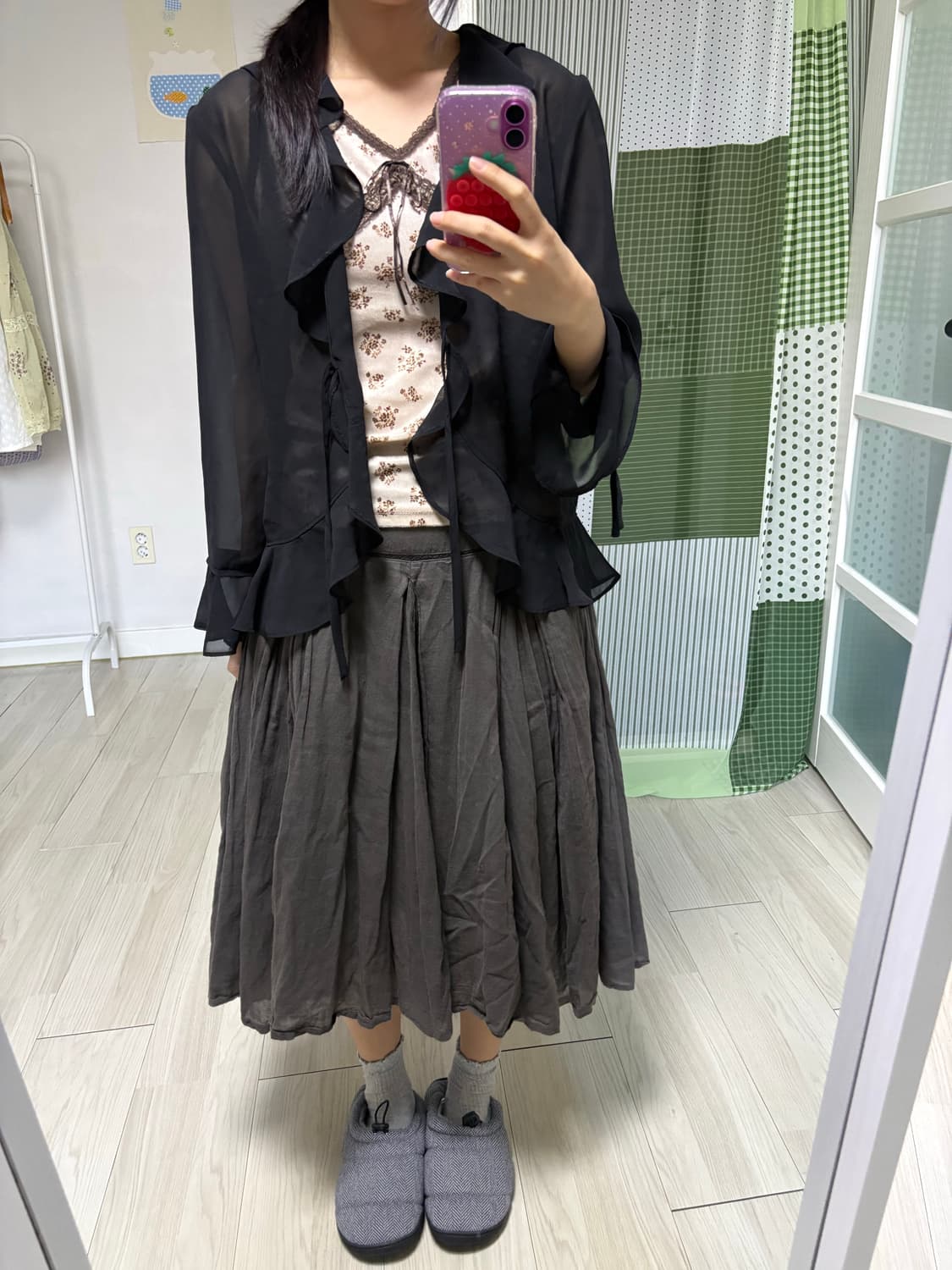 블랙 프릴 시스루 가디건 상품이미지6