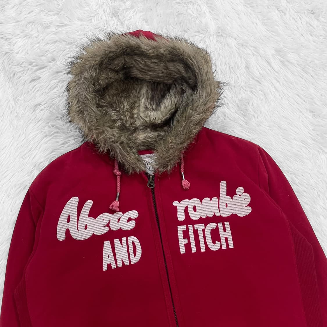 아베크롬비 울프죠 털 후드집업 레드 상품이미지3