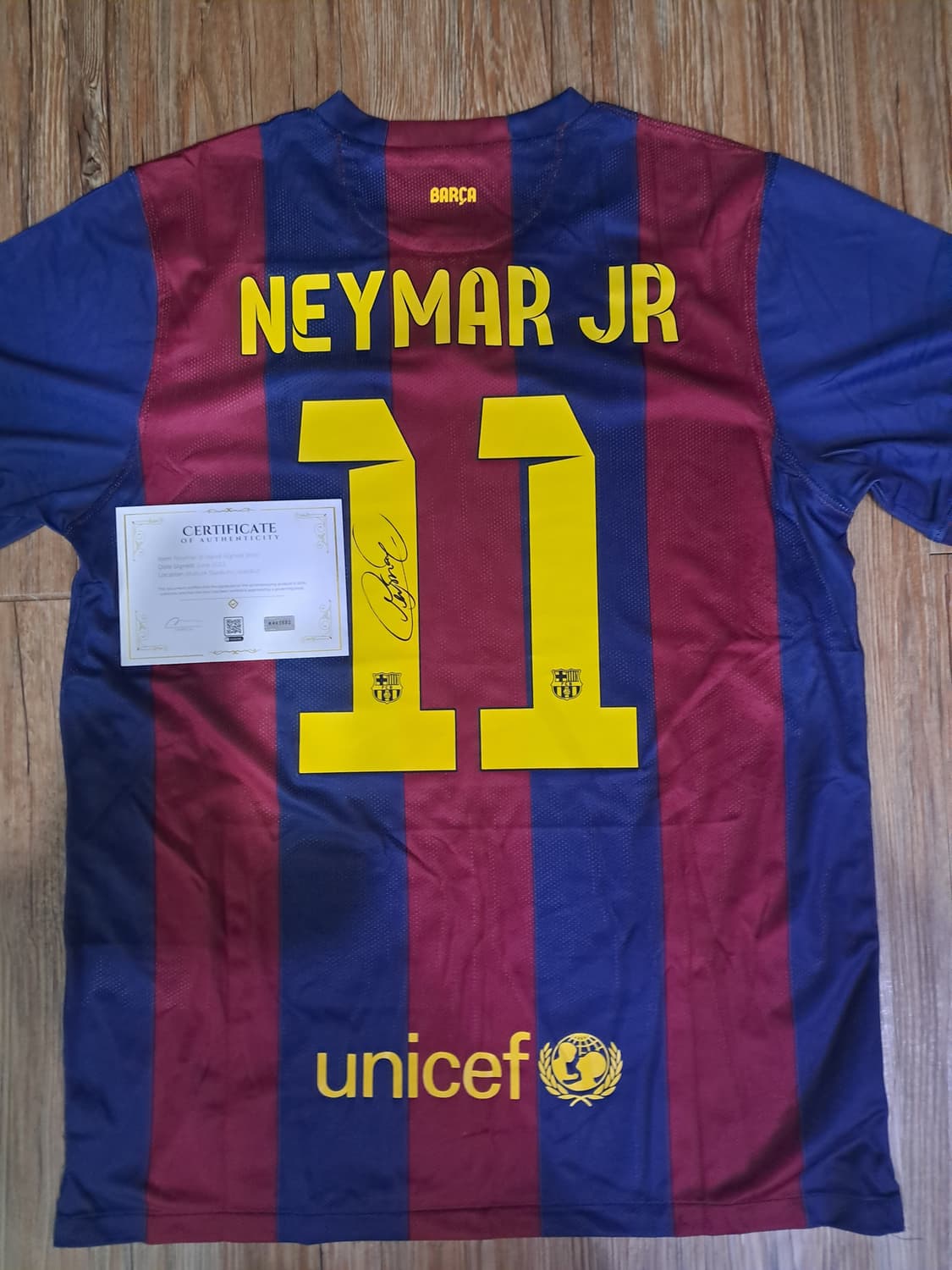 14-15 바르셀로나 네이마르 사인 유니폼+인증서 판매 상품이미지1