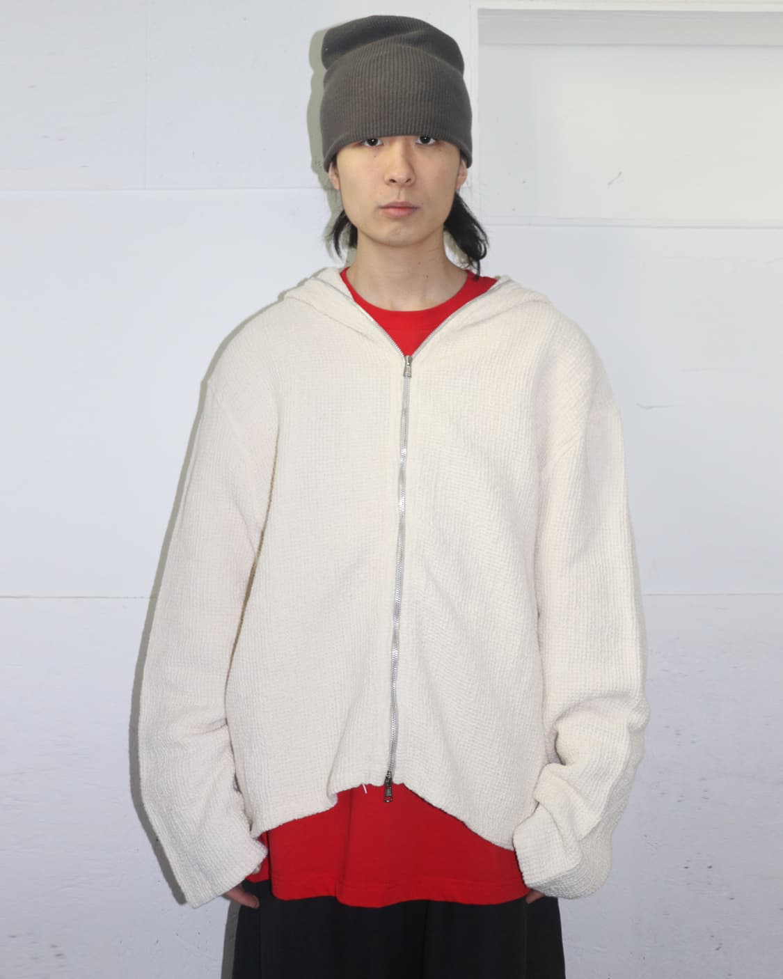 아워레가시 로우 와플 린넨 & 코튼 블렌드 후디 상품이미지1