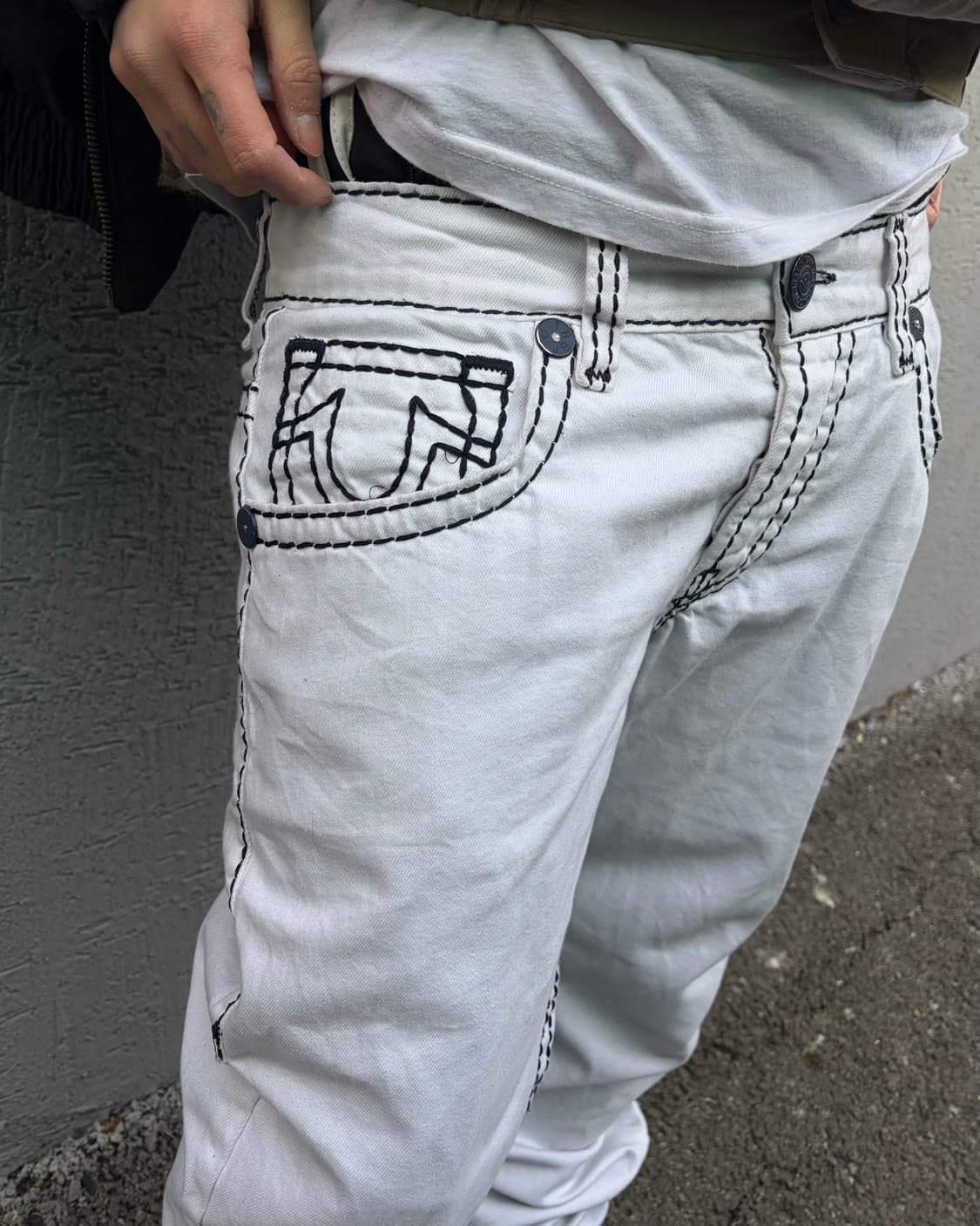 90s TRUERELIGION white stitch SUPER T pa 상품이미지2