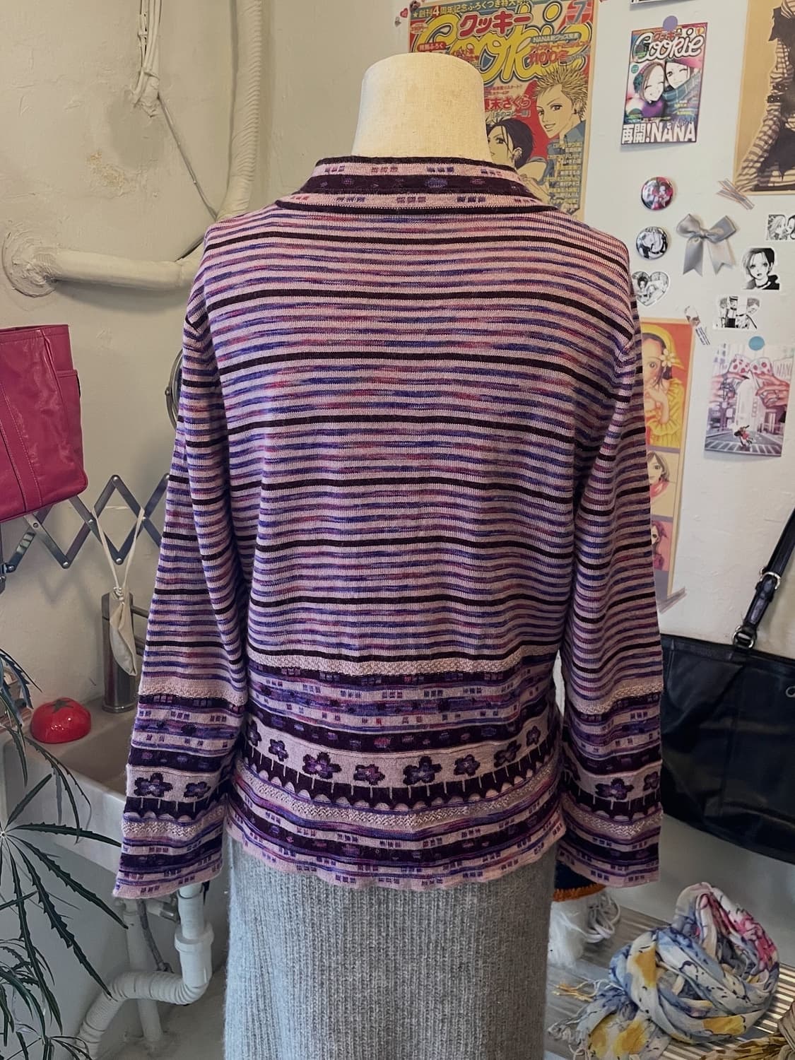 퍼플 스트라이프 니트 가디건 [무배] 상품이미지3